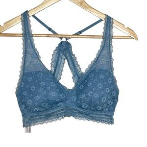 Victorias Secret Lace Bralette Blue Size Small Racerback Wireless Coquette